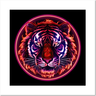 Neon Tiger Face Posters and Art